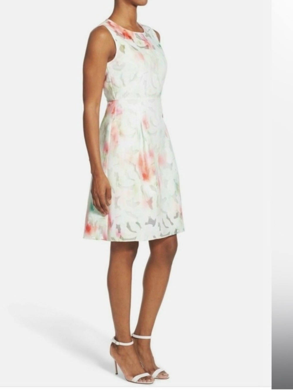 Elite Tahari Dorinda Floral Watercolor Sleeveless Dress - Size 10